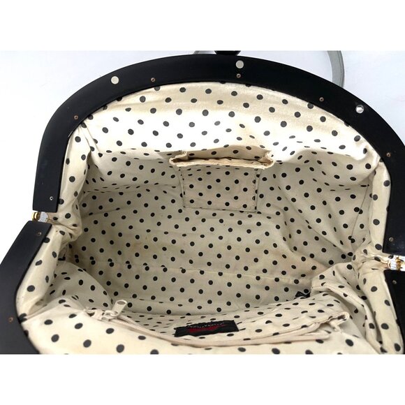 Hobo International Gray Patent Leather Handbag With Polka Dot Lining - Picture 10 of 16